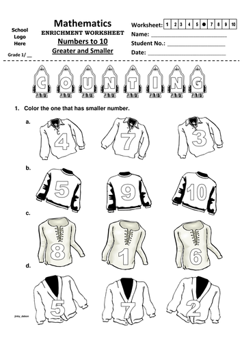 Grade 1 Numbers to 10 (Greater and Smaller)