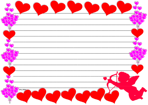 Valentines Day Themed Lined Paper and Pageborder