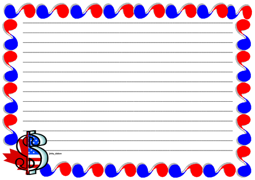 Dollar Sign Themed Lined Paper and Pageborder