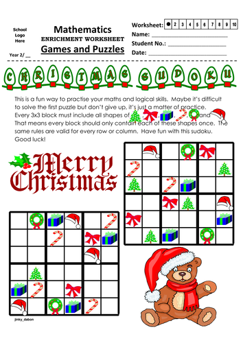 Christmas Themed Shape Sudoku (6x6)