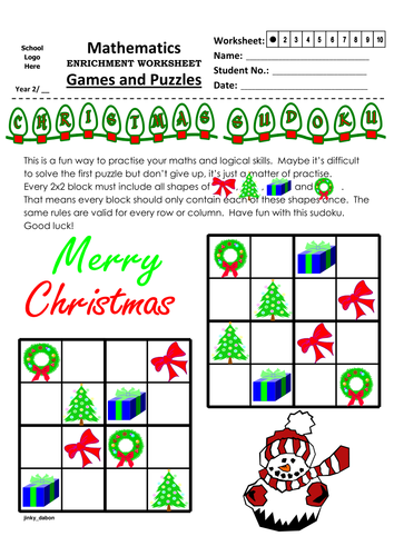 Christmas Themed Shape Sudoku (4x4)