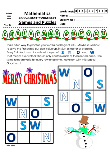 Christmas Themed Word Sudoku (4x4)