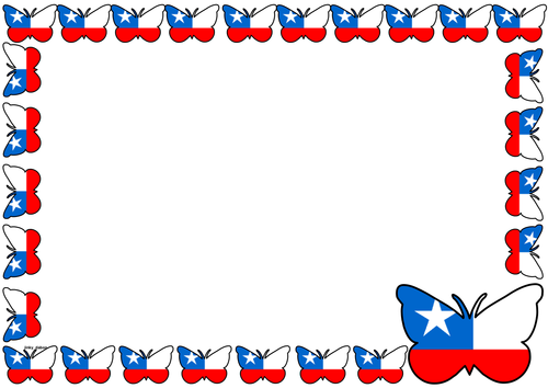 Chile Flag Themed Lined Paper and Pageborders