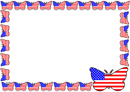 USA Flag Themed Lined Paper and Pageborders