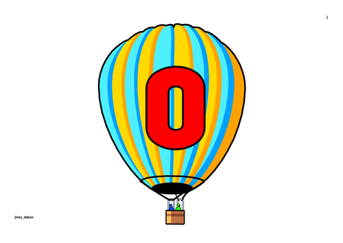 Hot Air Balloon Themed Numbers 0-100 and in Words