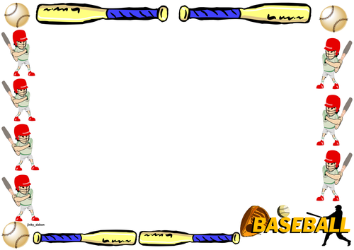 Baseball Themed Lined paper and Pageborder