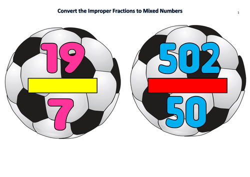 Convert the Improper Fractions to Mixed Numbers