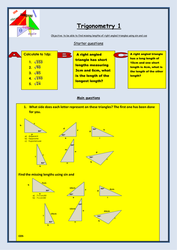 Trig- finding lengths (sin and cos)