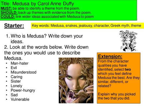 tempo crack Elemental Medusa Poem by Carol Anne Duffy | Teaching Resources