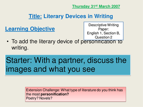 What does personification do to the reader picture