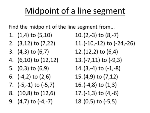 Midpoints of a line segment