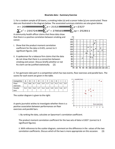 Bivariate Data Test