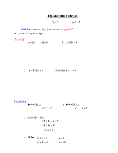 Modulus Function Worked Examples