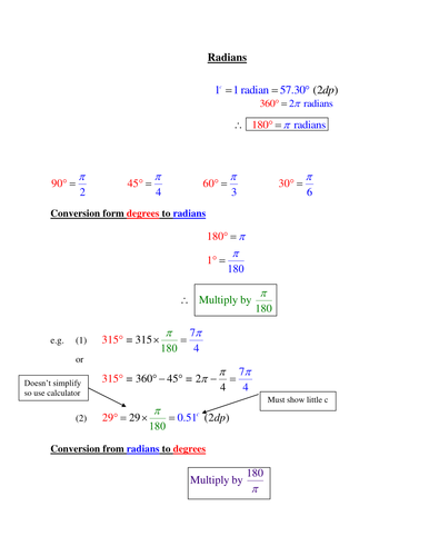 Radians Worked Examples