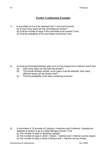 Combinations Questions