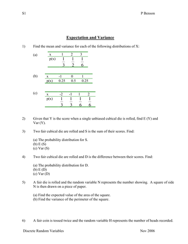 Expectation and Variance