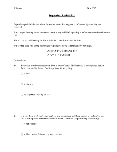 Dependent Probability
