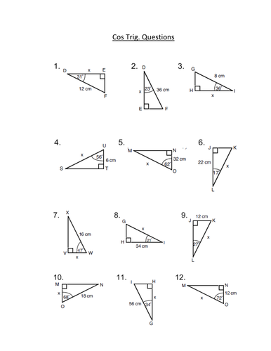 Cosine Trigonometry Questions