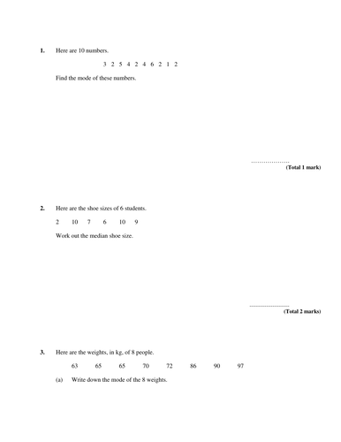Averages review Test