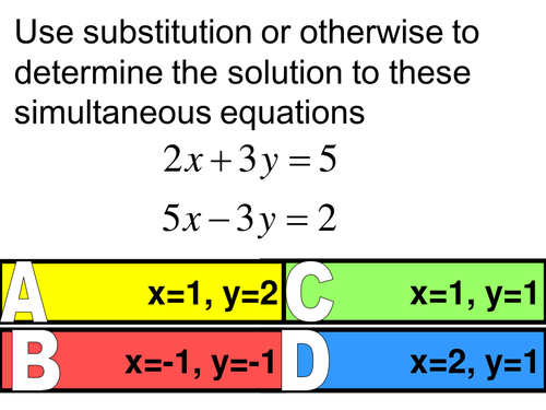 Starter on simultaneous equations