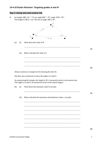 Sine and Cosine rule | Teaching Resources