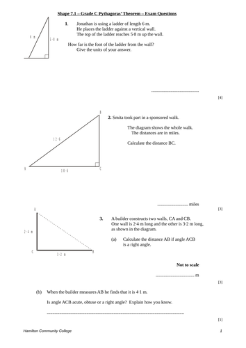 Test Questions – Pythagoras 