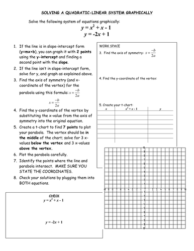 Quadratic Linear Systems | Teaching Resources