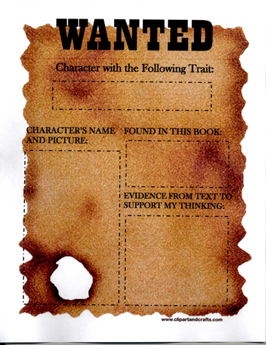 Character Traits Wanted Poster Teaching Resources
