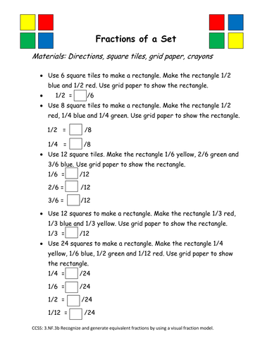Using Square Tiles to Make Equivalent Fractions | Teaching Resources