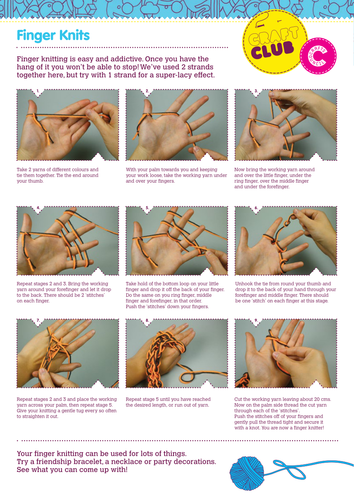 Finger Knitting Guidelines Teaching Resources 