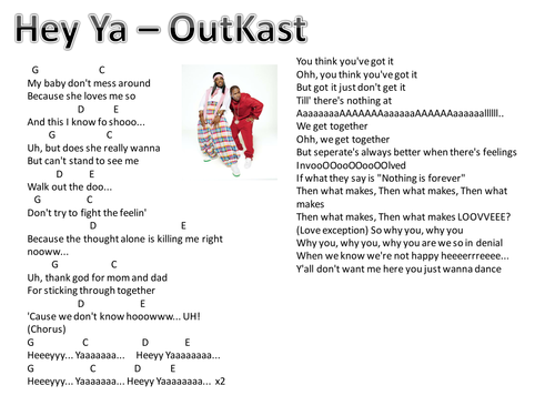 Outkast Hey Ya Chords - Sheet and Chords Collection