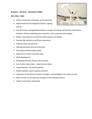 Alvin Ailey style information - Senior year Dance