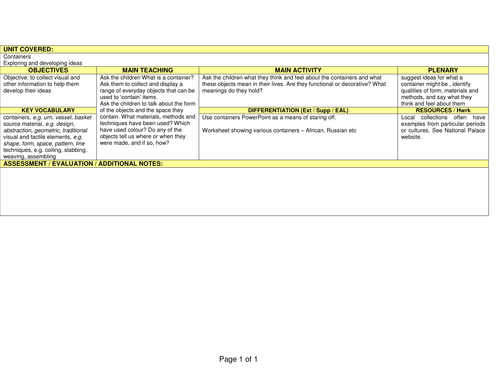 Weekly Plans - Containers