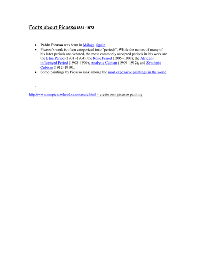 Picasso - examples of each genre