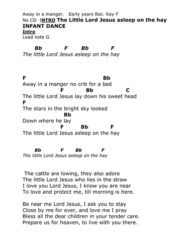 Chords. Lyrics. " Away in a manger"