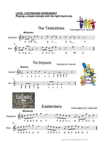 Keyboard Performance. Teletubbies; The Simpsons and more!