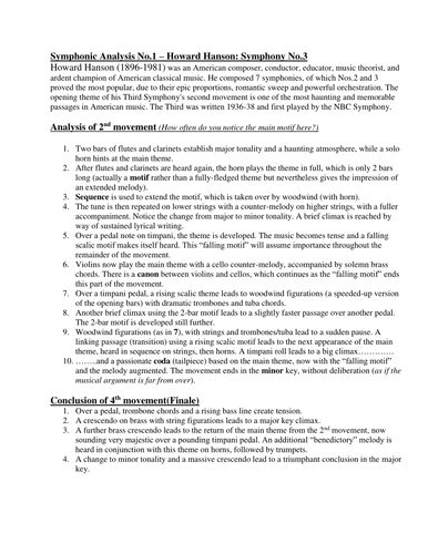 Analysis - Symphony No. 3; 2nd movement/Finale