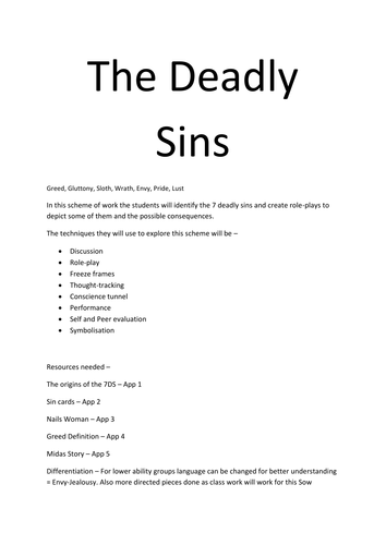 The Seven Deadly Sins by tinki - Teaching Resources - Tes