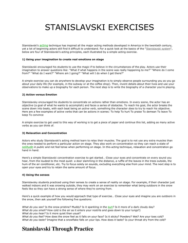 Stanislavski Exercises