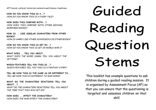 Guided Reading Question Stems