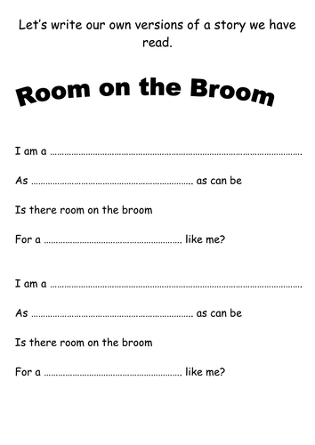 Writing frame - Room on the Broom