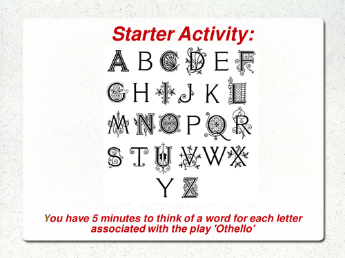 Othello: starter based on characterisation