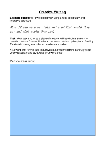 Descriptive writing-What if clouds could see/talk?