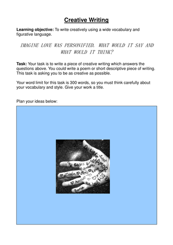 Desriptive writing: imagine love was personified