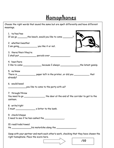 Looking At Homophones: Starter Task