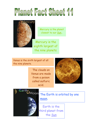 Planet Fact Sheets could Be Made Into A Book By Rachyben Teaching 