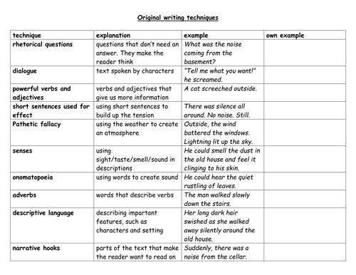 original writing techniques in ghost stories