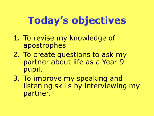 lesson starter apostrophes