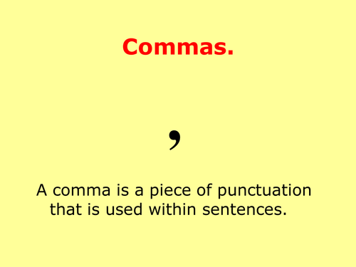 Lesson Starter Commas | Teaching Resources