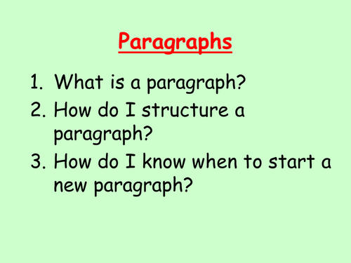 Lesson Starter for paragraphs